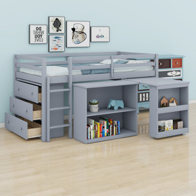 Multifunctional Loft Bed Featuring Storage Drawers, Shelves And Pull-Out Desk