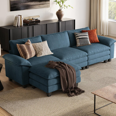Canapé modulaire rembourré en forme de L de 123 po avec repose-pieds Colbey