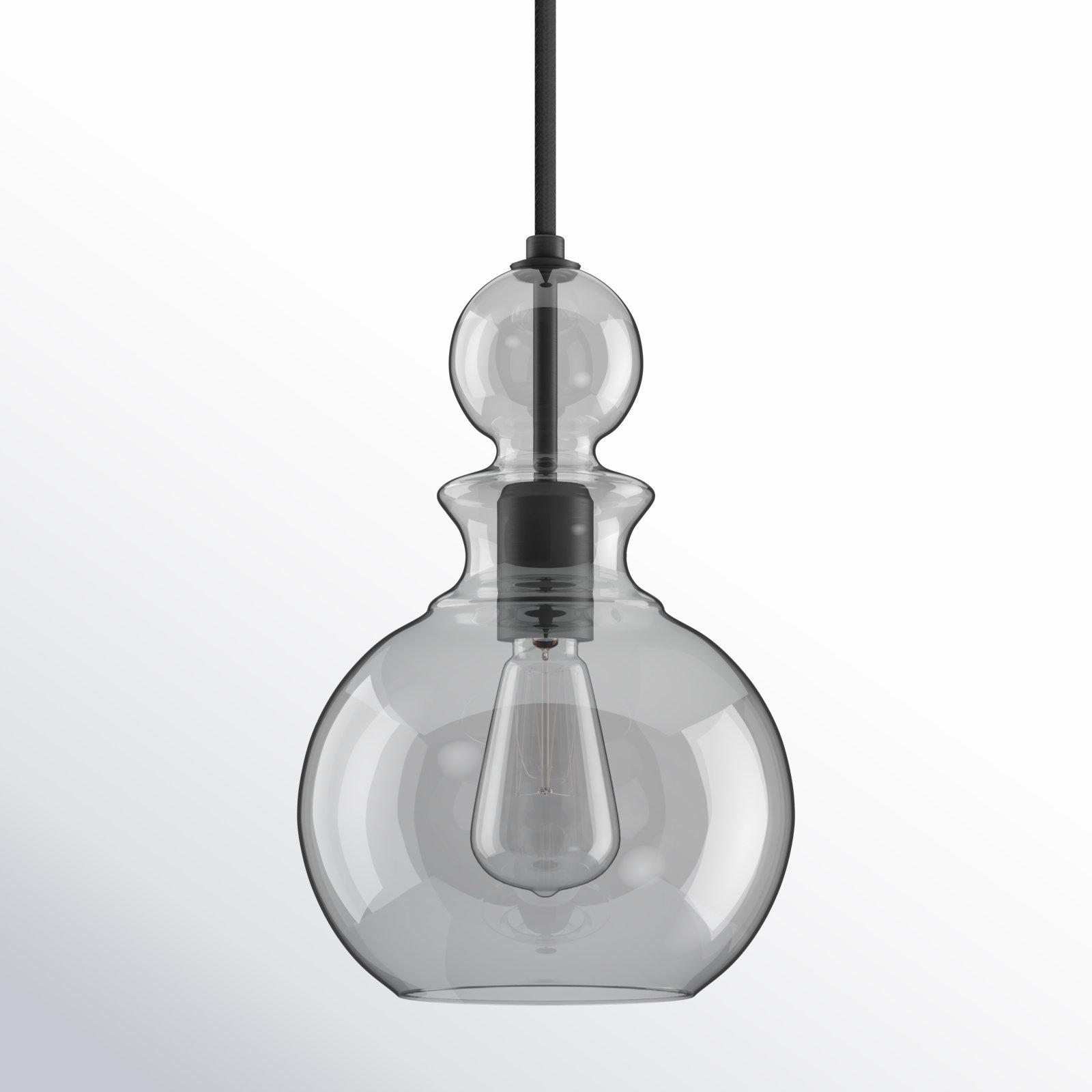 Theron Single Light Glass Dimmable Pendant, Graphite, Smoke
