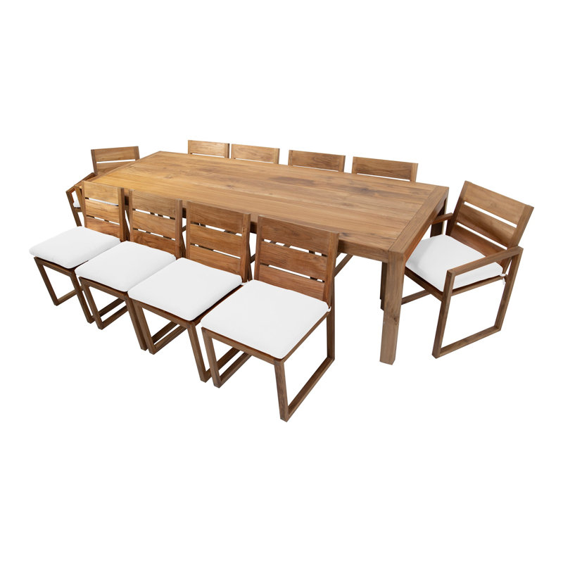 Venice 11 - Piece Solid Wood Dining Set, Antique Beige