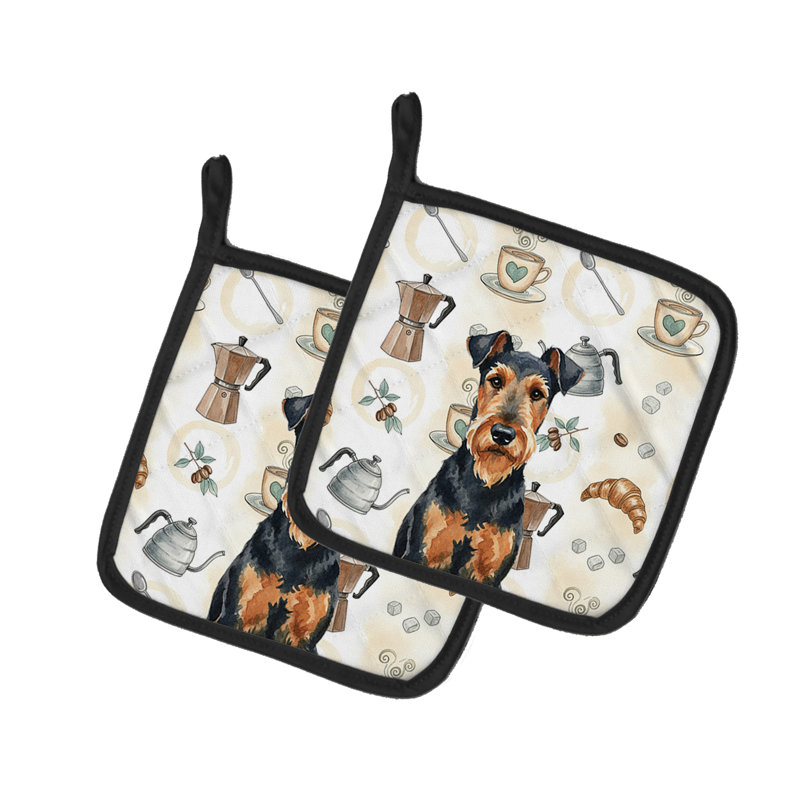 Paire de porte-cafetières Airedale Terrier