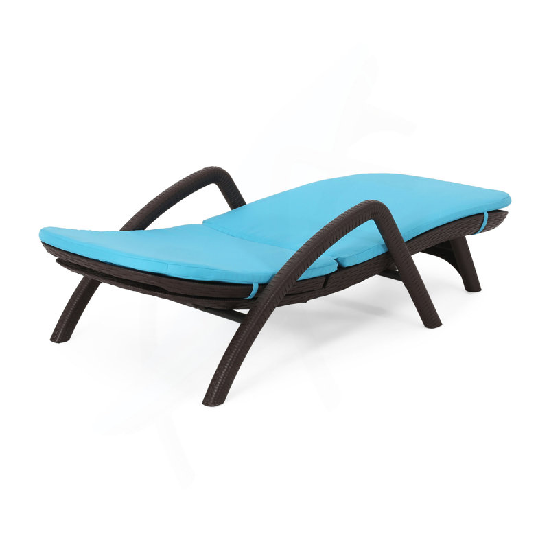 Chaise longue avec coussin Mikael, Bleu