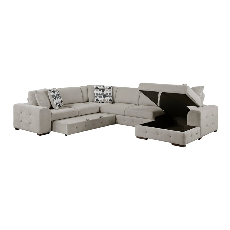 Canapé modulaire 4 pièces Modern, taupe Chenille, Right Hand Facing
