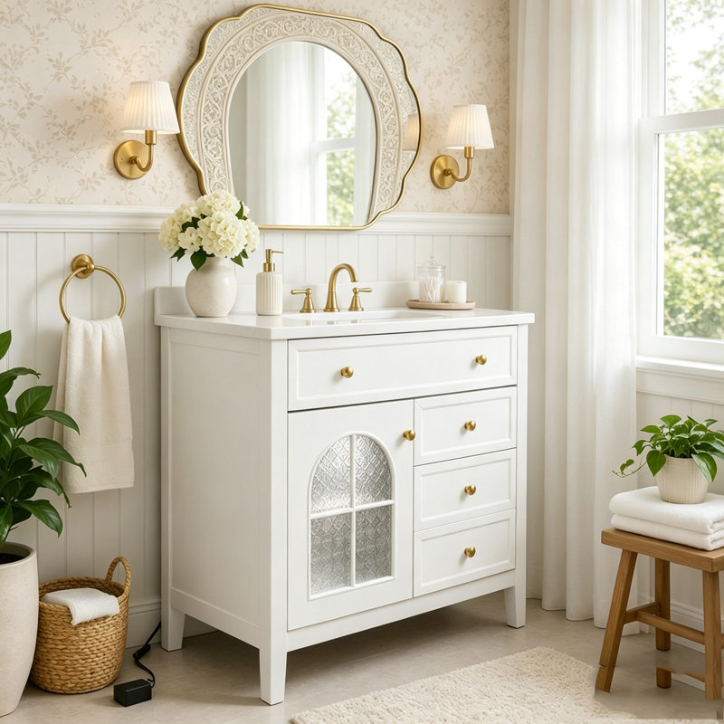 Armoire de salle de bain 35,6 po, White  +Only Cabinet+1door