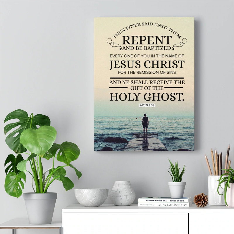 «Repent and Be Baptized Acts 2: 38», verset de la Bible, art mural, Écritures, art de la foi, décoration chrétienne