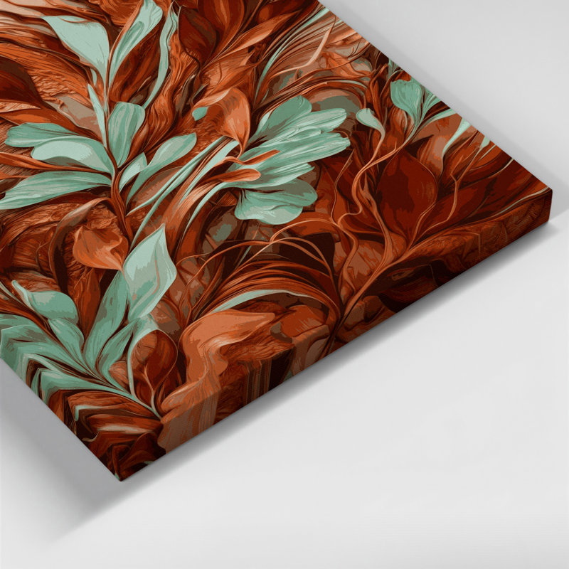 "Abstract Florals" 65, art mural sur toile brune, H 14 po x l 11 po