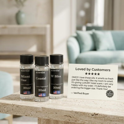 Scentia Hotel Diffuser Oil | Aromatherapy Fragrances Inspired By 5-star Hotels | Luxurious Scents Gift Set - 3 X 20 Ml Bottles Set - The 1 Hotel Miami, W Hotels - Valentine Day Gift