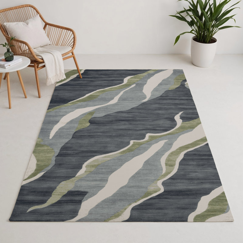 Tapis intérieur et extérieur gris Watercolor, Rectangle 9 pi x 12 pi
