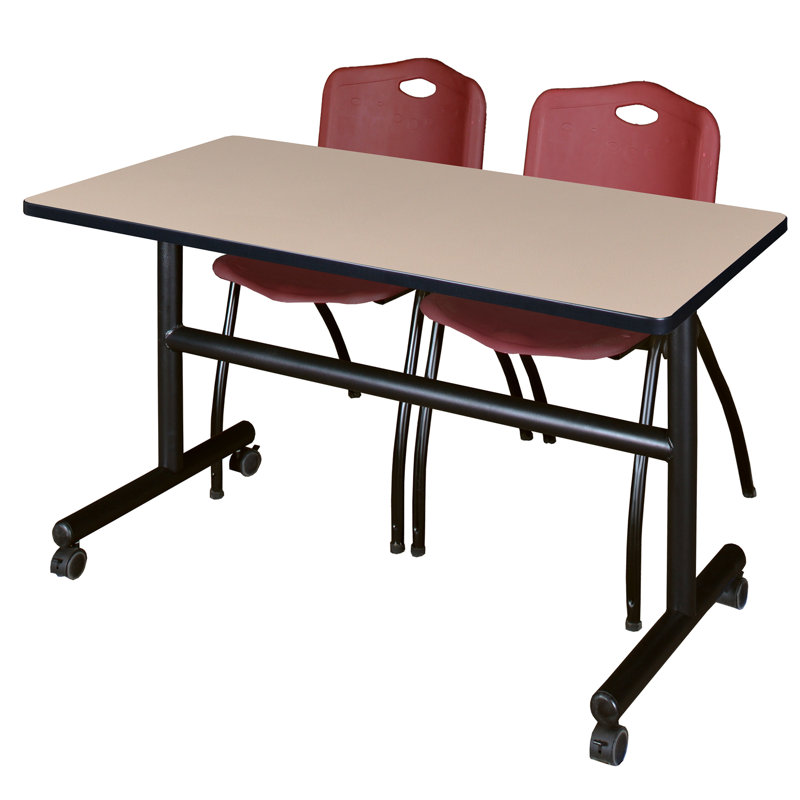 Table gigogne d'appoint Nevjana, 2 chaises empilables, H 29 po x l 60 po x P 30 po, Gris, Bourgogne