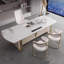 Bureau rectangulaire en bois manufacturé blanc avec 4 tiroirs-109742014