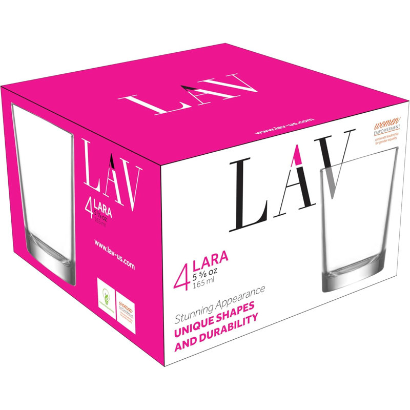 Verres à eau courts LAV pour eau, jus, boissons, cocktails - Gobelets en verre transparent de 5 1/2 onces pour les bars, les restaurants et la maison