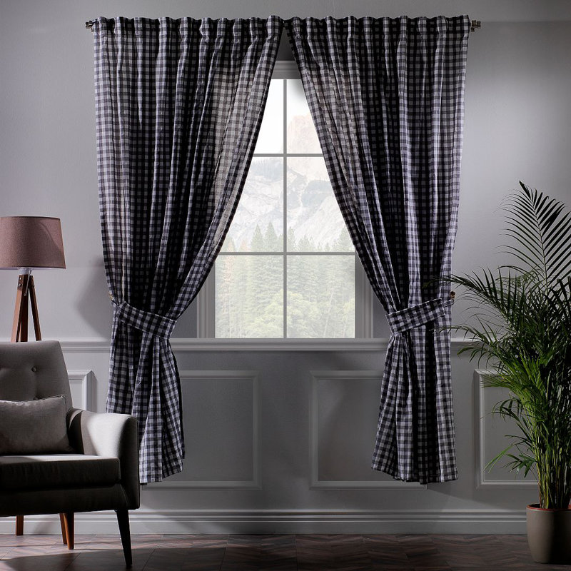 Rideau en polyester , Gris / blanc, L 36 po x H 63 po