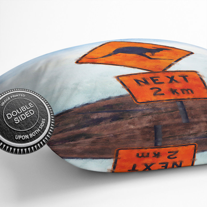 Kangaroo Sign Painting Scatter Cushion with Filling, 40cm H x 40cm W x 15cm D