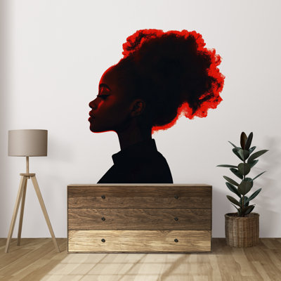 Adhésif décoratif moderne en vinyle profil femme moderne, art mural amovible pour chambre à coucher, salon ou studio