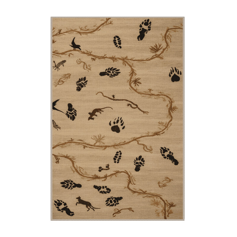 Tapis beige lavable à la machine, Rectangle 5 pi x 7 pi
