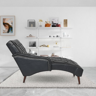 Chaise longue avec accoudoirs et pieds en bois massif, chaise d'appoint de loisirs avec dossier et accoudoirs capitonnés, chaise longue rembourrée