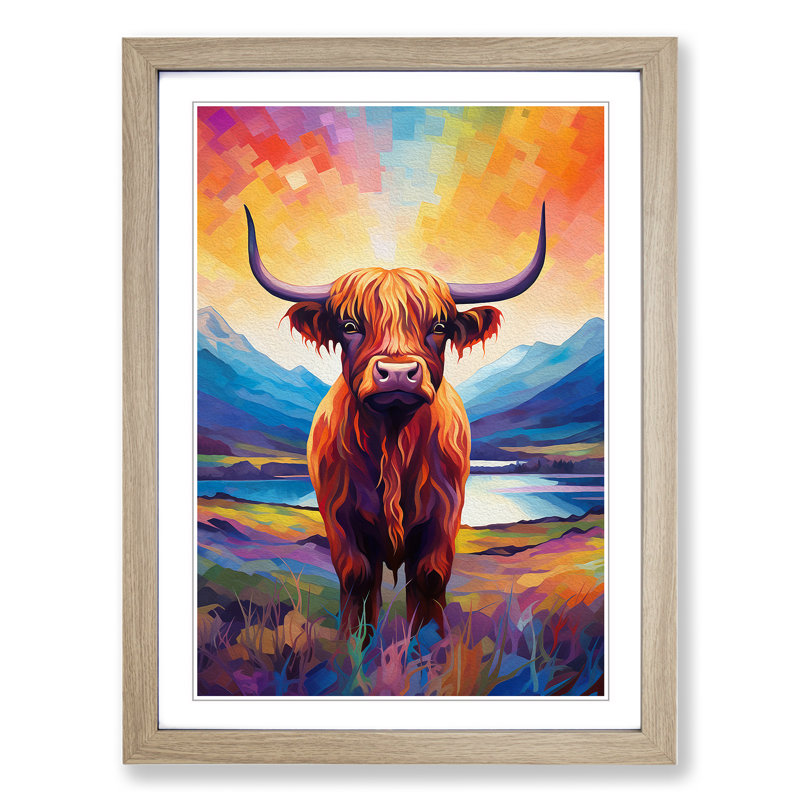 Highland Cow Futurism - Framed Print