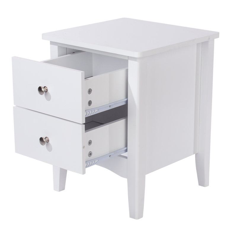 Clio 2 Drawer Bedside Table, side table, end table, White