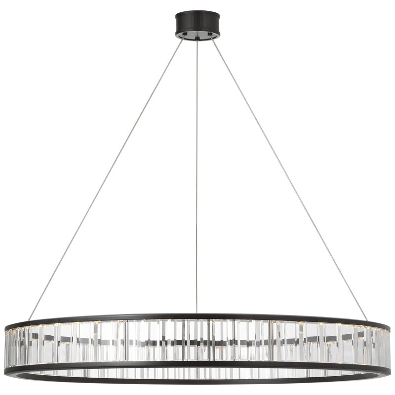 Chapman & Myers Iterna 40" Ring Chandelier with Alabaster, Modern Iron
