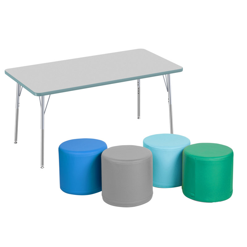 Ensemble de table rectangulaire et de chaises à hauteur réglable Contour Super Collection, H 12 po x L 48 po x l 30 po
