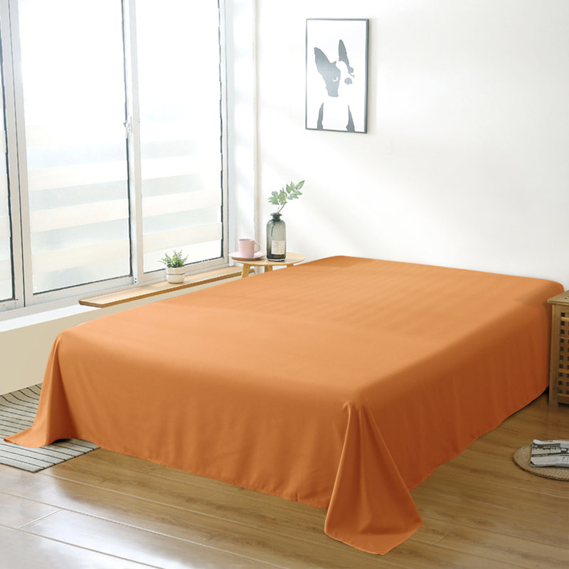 Drap plat en microfibre , Orange pale, Drap plat de taille double
