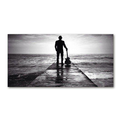 Guitarist On The Pier - Wrapped Canvas Print