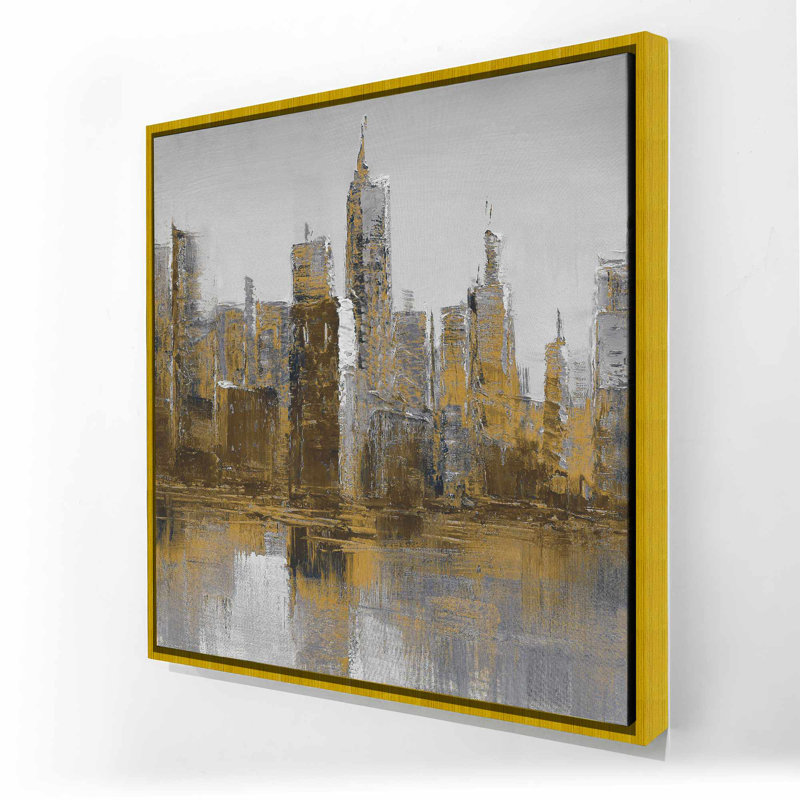«Brown and Gloomy Cityscape», toile industrielle encadrée