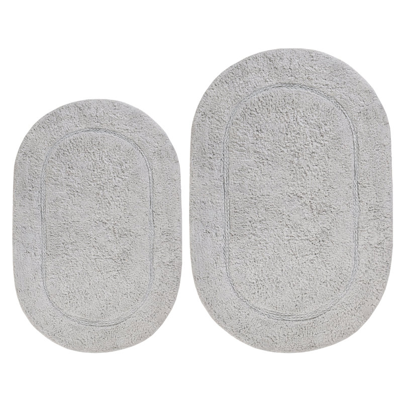 Ensemble de tapis de salle de bain ovale antidérapant en coton de qualité supérieure, Argent