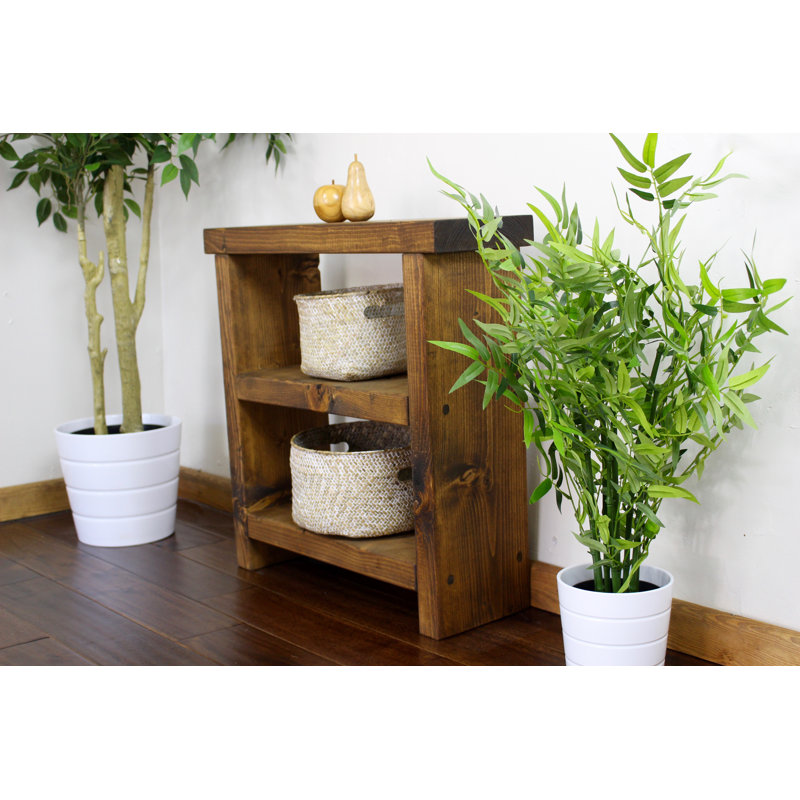 Dinosaur Solid Wood End Table, Dark, 50cm H x 60cm W x 20cm D