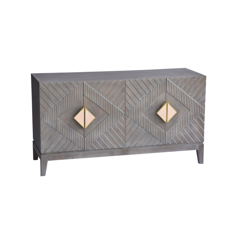 Jarae 55 Inch Gray Mango Wood Sideboard Buffet Cabinet Console