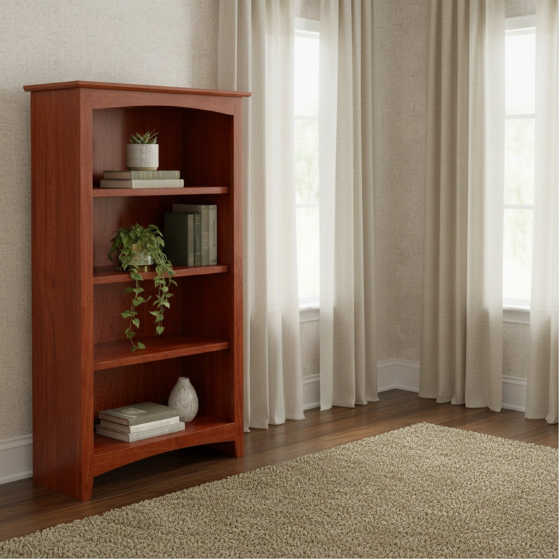 Bibliothèque classique Malani, Cerisier Washington, (3 Shelves) 36"H x 49.75"W x 12.875"D
