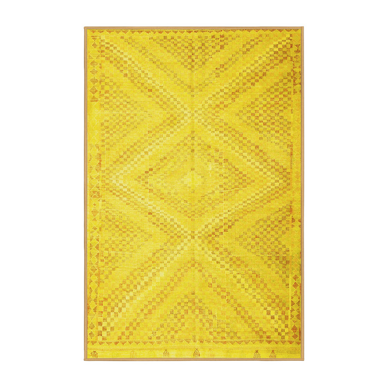 Tapis contemporains jaunes lavables à la machine 853, Rectangle 2 pi x 4 pi