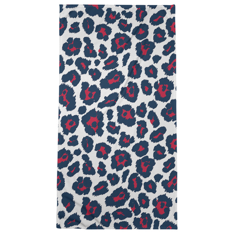 Everdene Bath Towel, Microfiber, White/Red/Nautical Blue