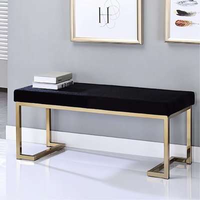 Banc contemporain pour chambre avec siège en tissu noir et base champagne