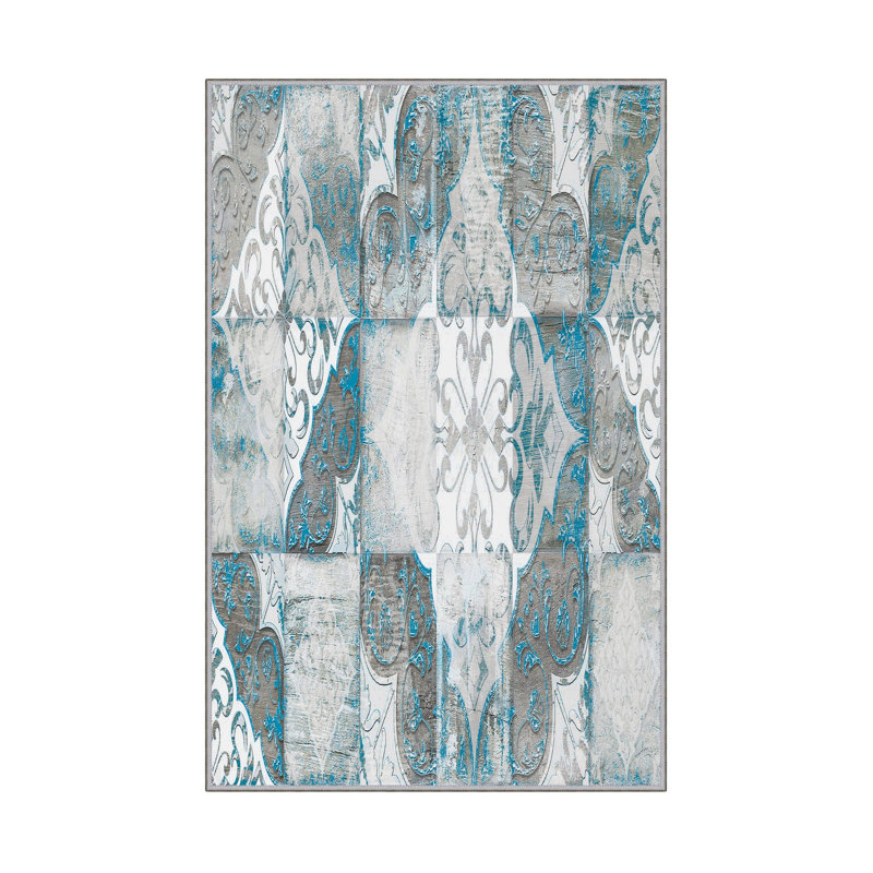 Elegant Hall Carpet, 3D Digital Print Design, 3.9 x 4.9 ft | 100% Polyester, Antibacterial, Non-Slip PVC Dot Underside, Pile Height: 0.04 in, Machine Washable, Perfect for Living Room & Entryway Decor