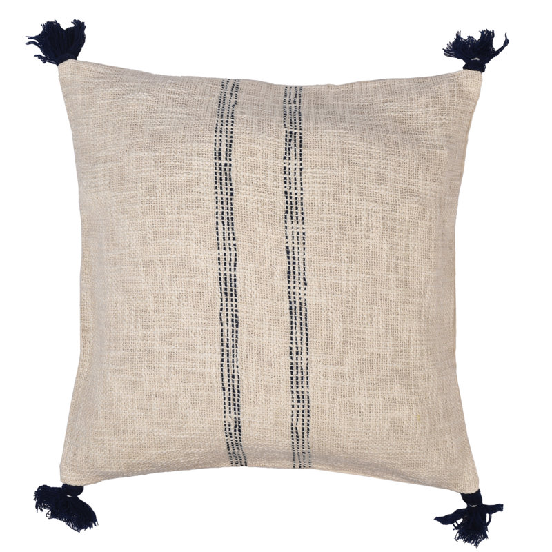 Ardenmead Hand Made Embroidered Throw Pillow, Navy
