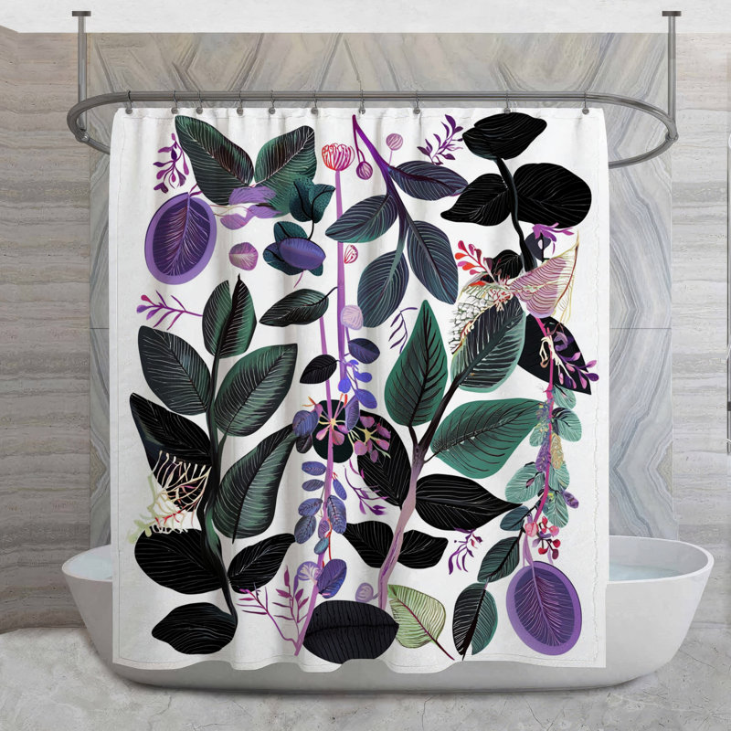 Rideau de douche Tropical Leaves - Floral, H 93 po x l 70 po