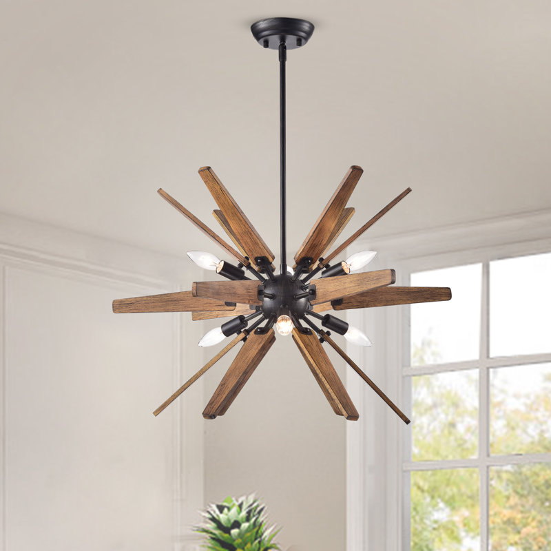 Lustre sphérique Spoutnik à 6 lumières avec détails en fer forgé Rachael, 6, H 24 po x l 26 po x P 26 po