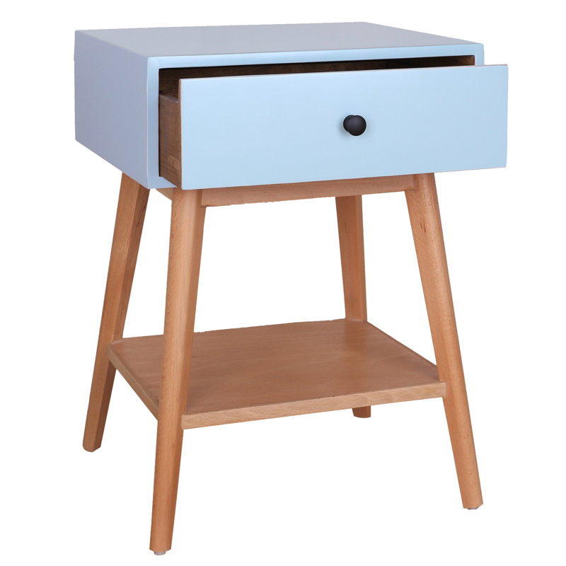 Solid Wood End Table, Aqua