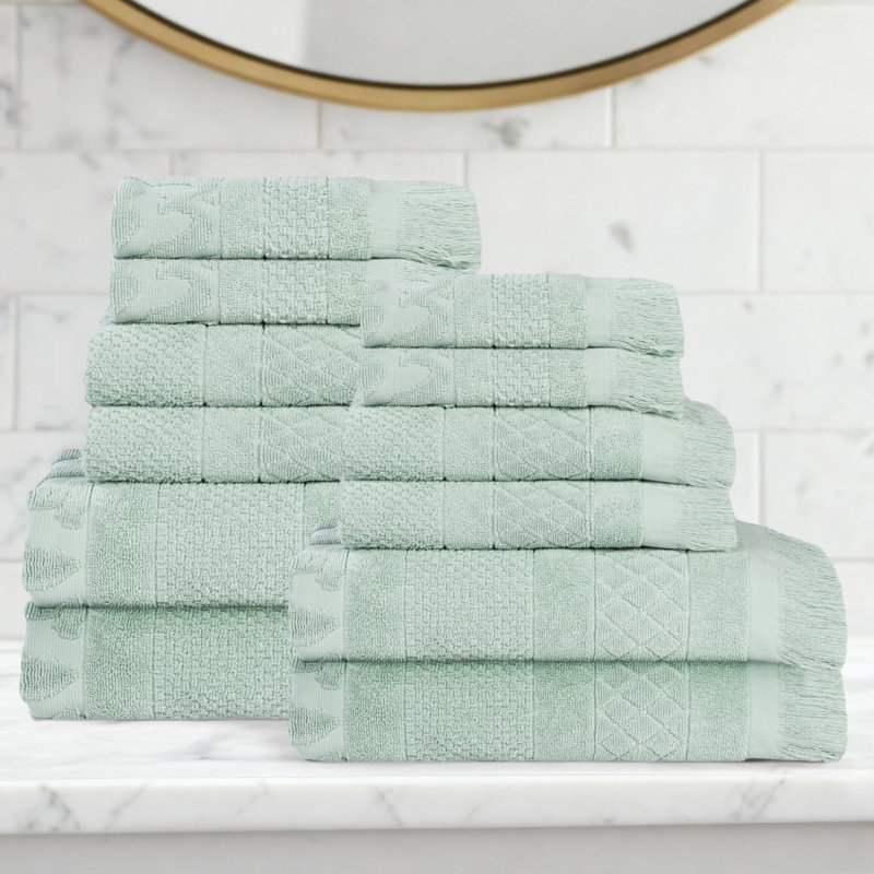 Ensemble de serviettes en coton 12 pièces Blue Nile Mills, Sauge, Ensemble de 12 serviettes