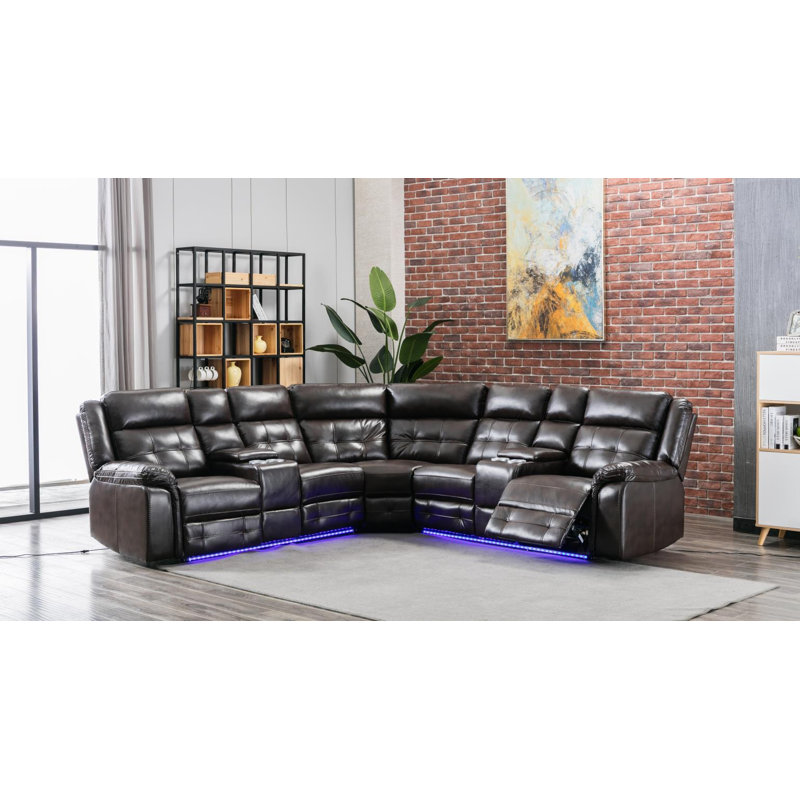 Canapé modulaire inclinable électrique 3 pièces noir, Brun