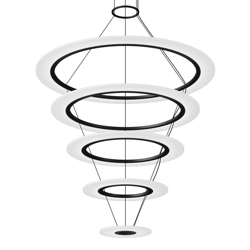 Arctic Rings 5 - Light LED Chandelier, Satin Black