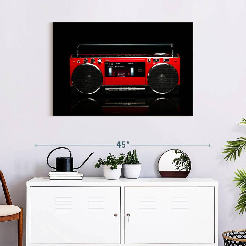 Abarca Retro Red Boom Box, 24" H x 36" W