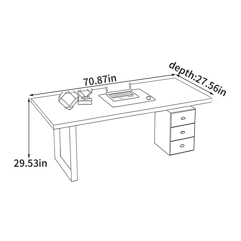 Bureau luxueux et élégant, 29.53" H x 70.87" W x 27.56" D