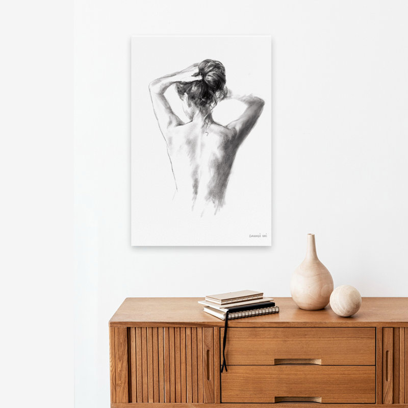 Art féminin noir et noir et blanc, H 24 po x l 16 po
