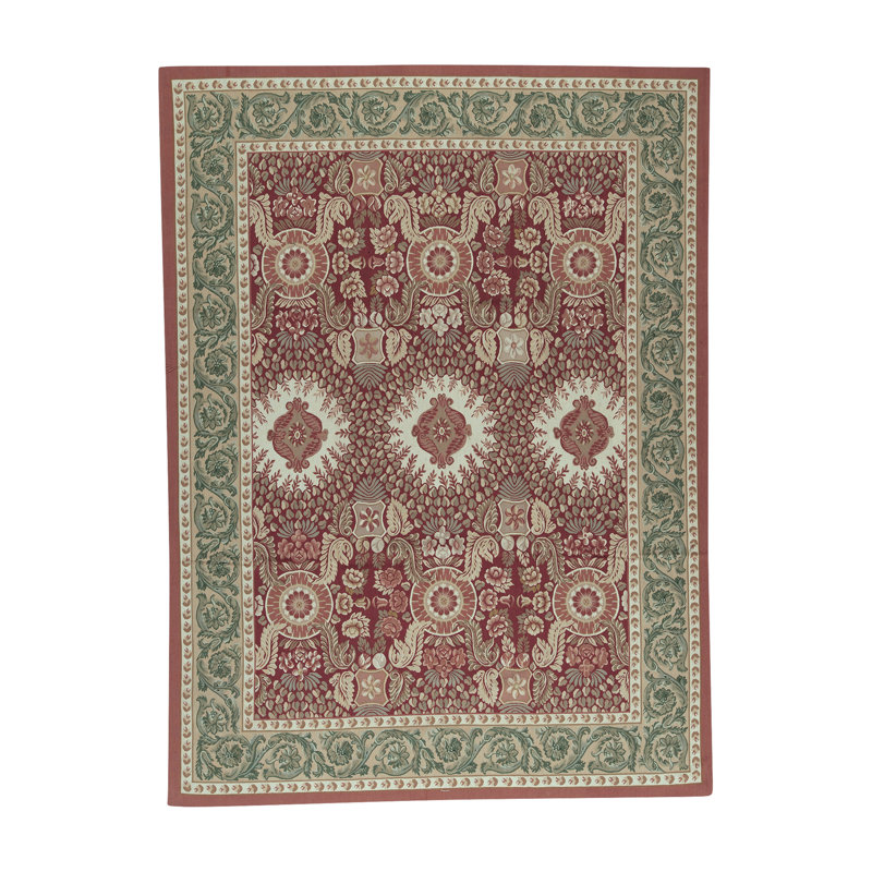 Hand-Knotted High-Quality Rose and Beige Area Rug