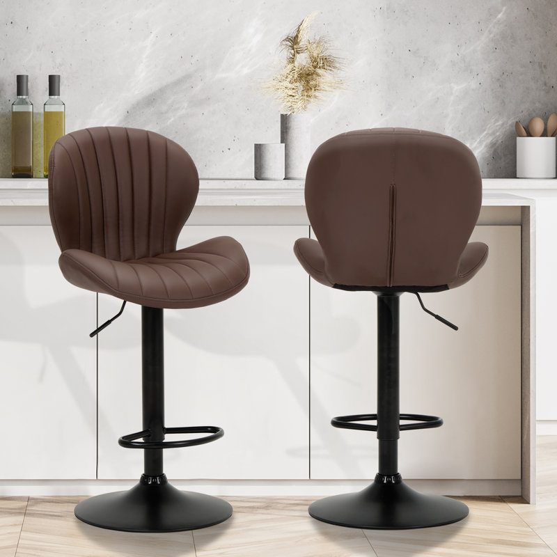 Tabouret de bar pivotant à 360 ° - Hauteur réglable avec structure en métal robuste, Brun