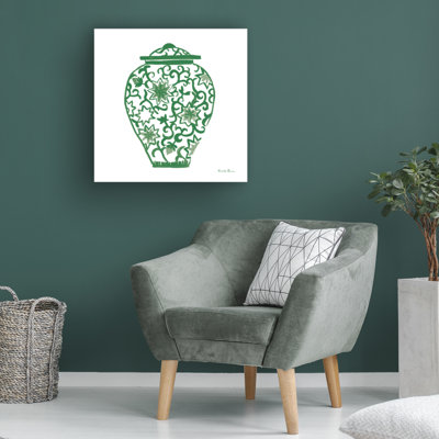 Art sur toile «Chinoiserie III Green» par Farida Zaman