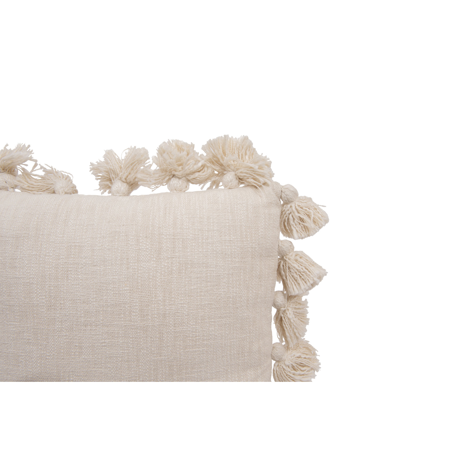 Astraeus Tassels Cotton Throw Pillow, Cream