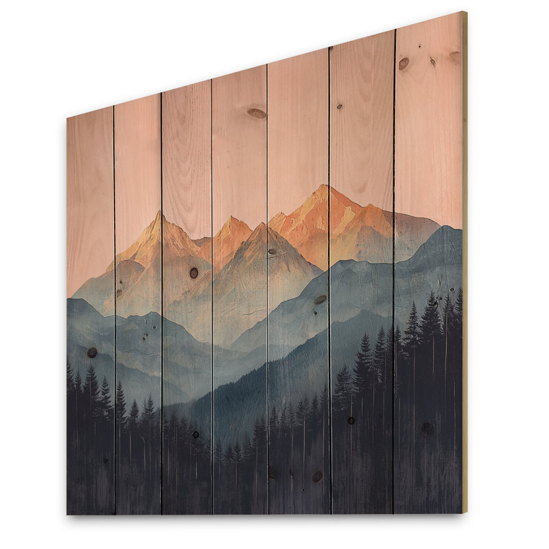 Golden Light On The Rose Crystal Peaks III - Landscape Mountains Wood Wall Decor, 36" H x 36" W x 0.78" D
